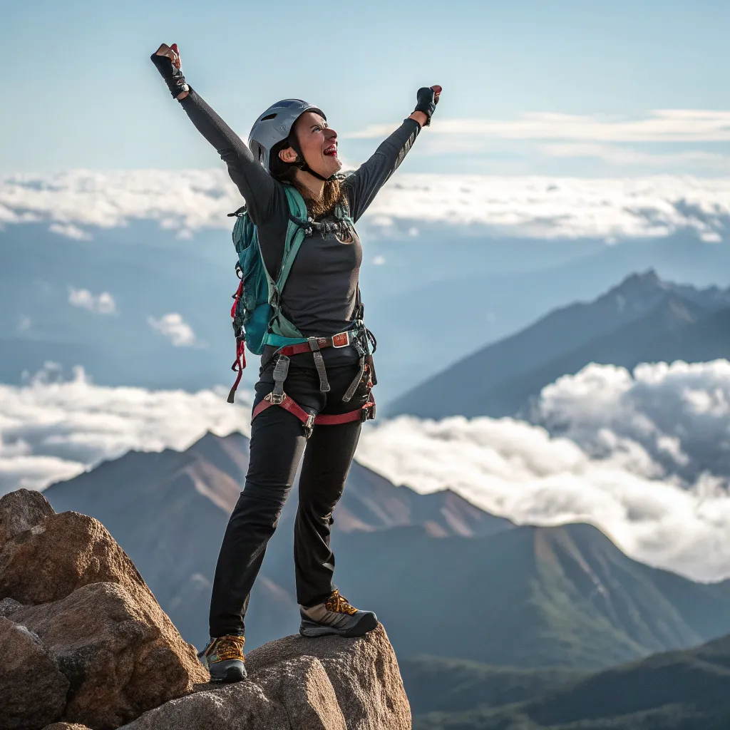 Amelia Rodriguez reaching the summit